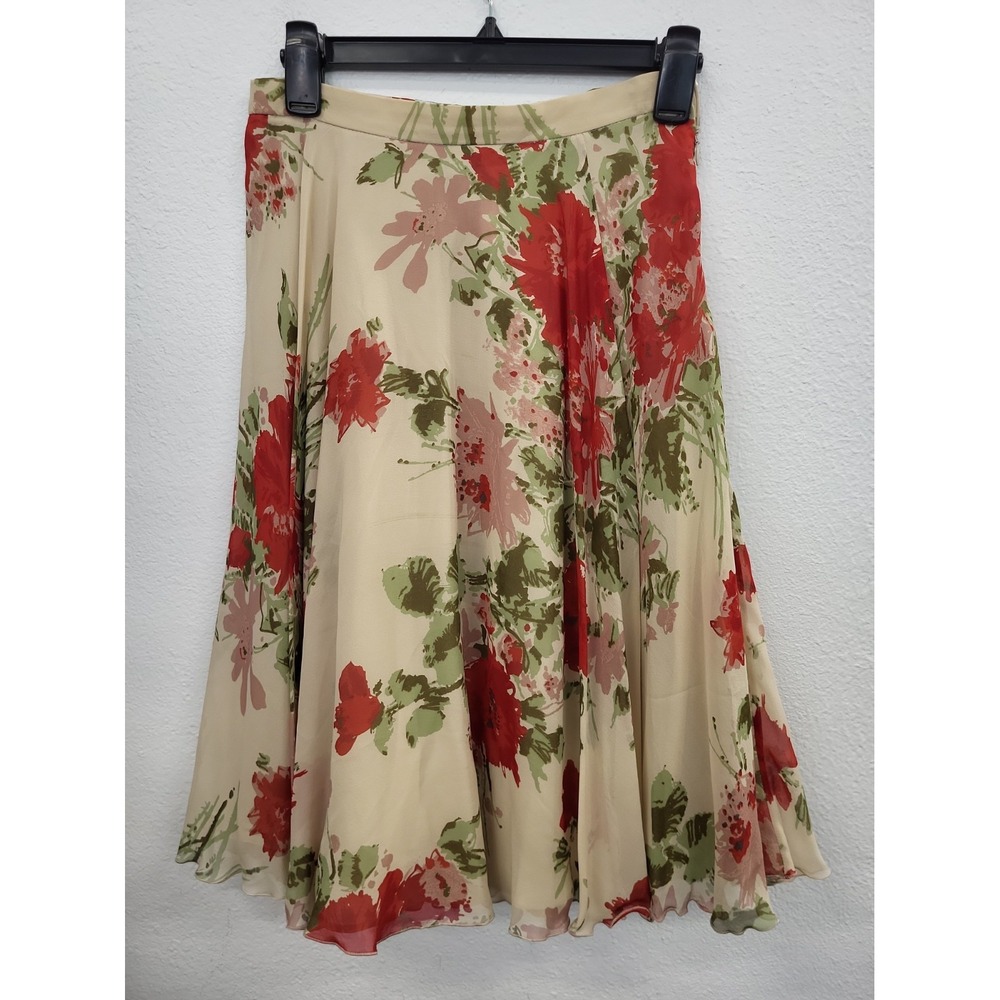 Vintage Monschino Cheap and Chic Floral Print Silk Skirt, Size 8